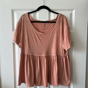 Free People Dusty Rose Peplum Short Sleeve Tunic